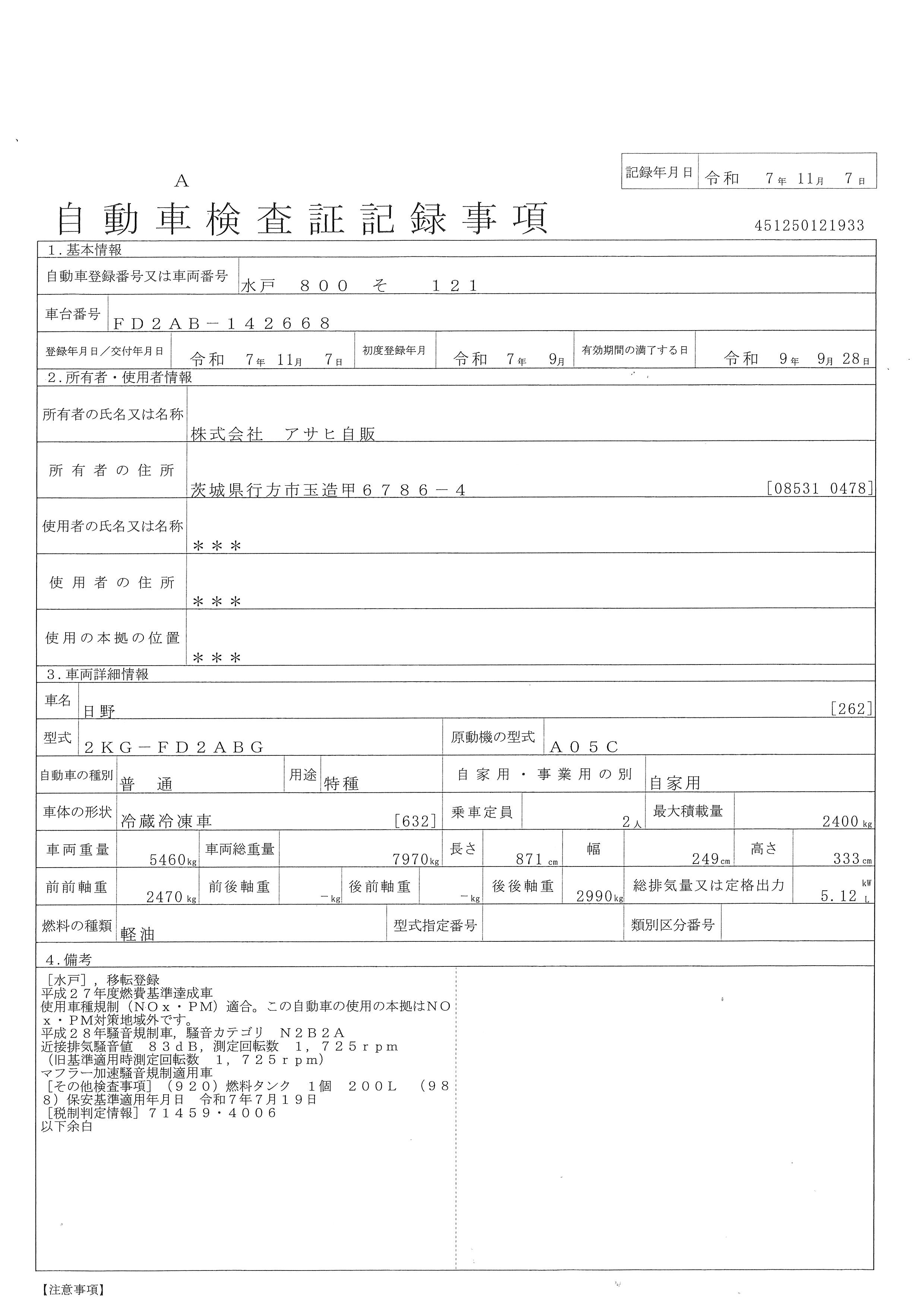 車検証をみる